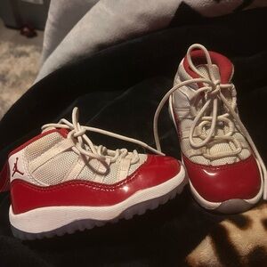 Baby Jordan Red and White Sneakers